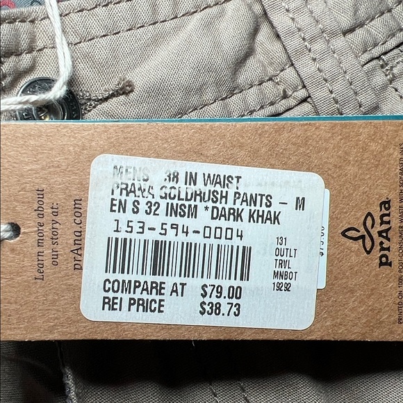NEW WITH TAGS Prana Men's Goldrush Pants W 38 L 32 - Picture 4 of 5